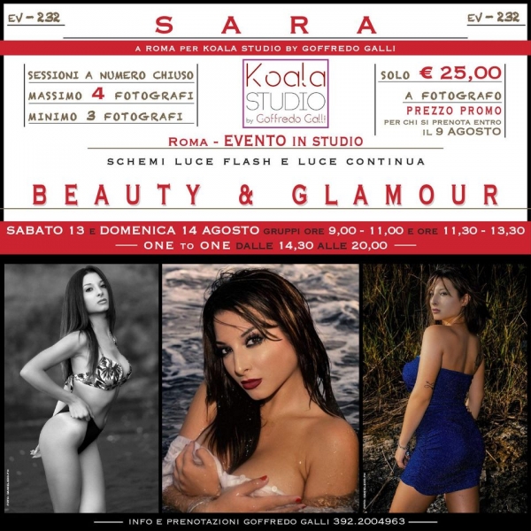 Beauty &amp; Glamour con Sara. Model sharing del Koala Studio sabato 13 agosto
