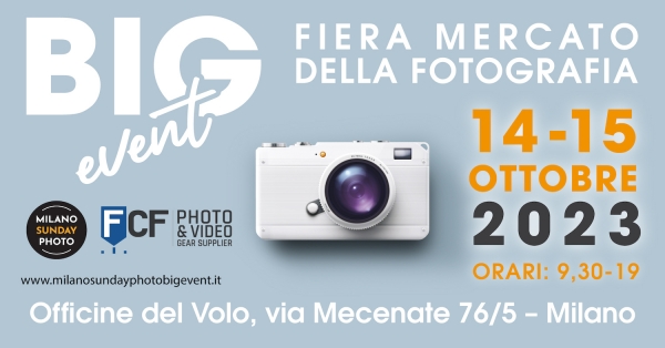 Milano Sunday Photo Big Event. Sabato 14 e domenica 15 ottobre alle Officine del Volo a Milano, la fiera mercato della fotografia articolata in 4 aree: tech, talk, mostre autori