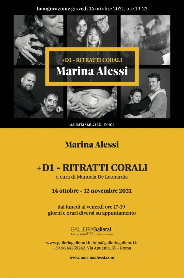 Sessioni di ritratto in studio e nella galleria Gallerati il 15 e il 16 ottobre, con Marina Alessi, da decenni specializzata nella fotografia di ritratto, in occasione della mostra +D1 – Ritratti corali