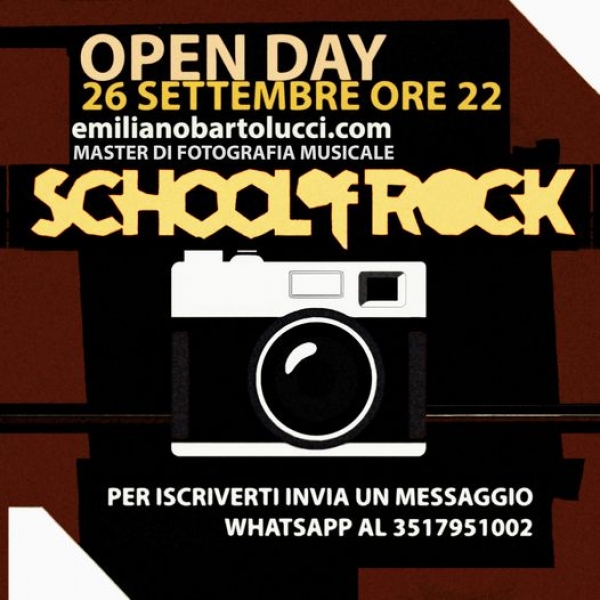 School of Rock. Master di Fotografia musicale. Martedì 26 settembre open day con Emiliano Bartolucci