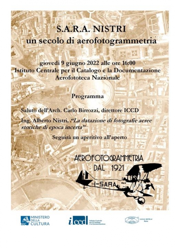 S.A.R.A. NISTRI un secolo di aerofotogrammetria. All&#039;ICCD un incontro di approfondimento giovedì 9 giugno