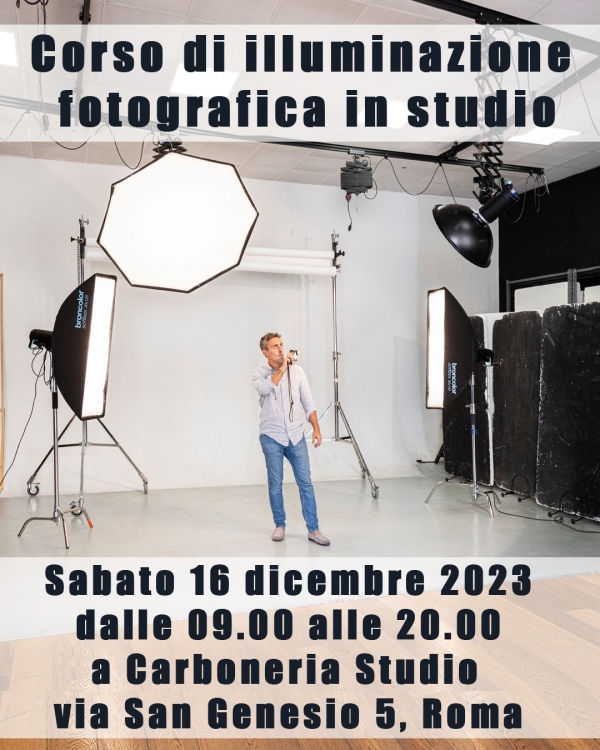 Illuminazione fotografica in studio. Sabato 16 dicembre a Carboneria Studio un corso intensivo con Lorenzo Poli