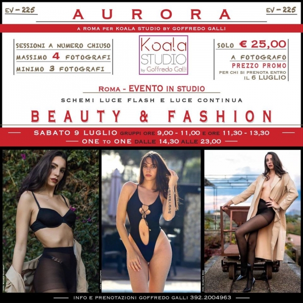 Beauty &amp; Glamour con Aurora Piacenti. Model sharing del Koala Studio sabato 9 luglio