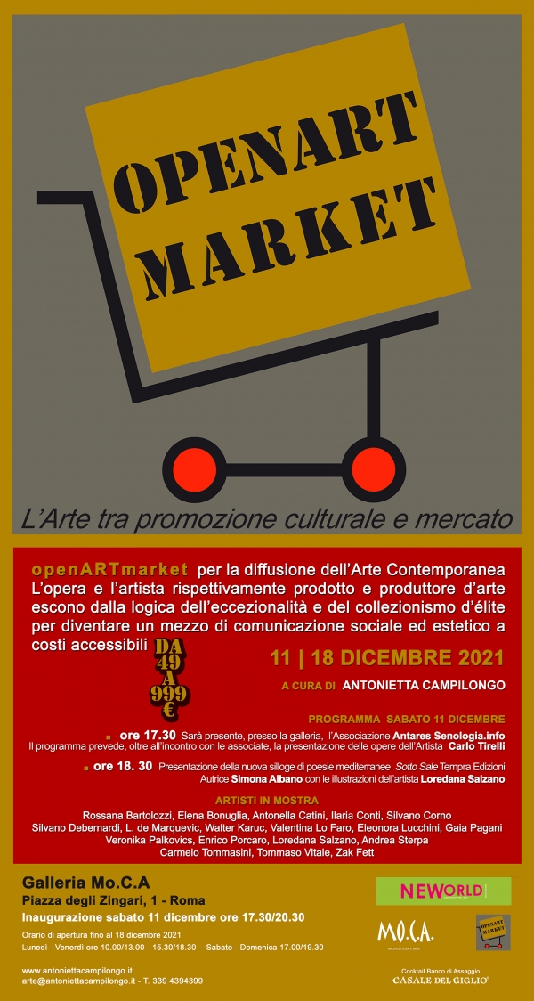 XXVII edizione di OpenARTmarket alla Galleria Mo.C.A dall&#039;11 al 18 dicembre. L’arte tra promozione culturale e mercato. A cura di Antonietta Campilongo