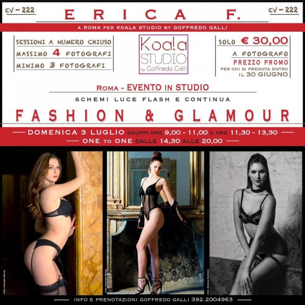 Fashion &amp; Glamour con Erica Frezza. Model sharing del Koala Studio di Goffredo Galli domenica 3 luglio